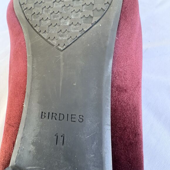 Birdies The Starling loafers in Bordeaux velvet with sequin embroidery Size 11 - Picture 13 of 15